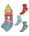 3 Pack Womens Christmas Brushed Bed Socks