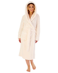 Slenderella Womens Luxury Flannel Fleece 46" Hooded Robe