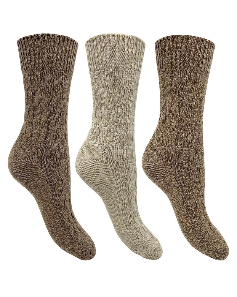 Bramble Womens 3 Pack Cable Boot Socks