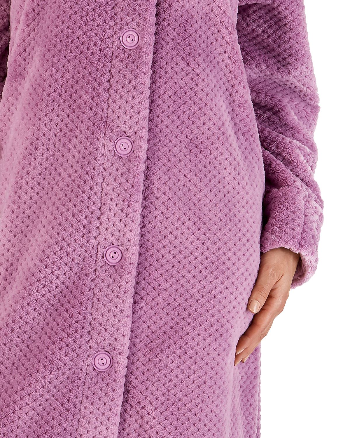 Slenderella Womens 52" Waffle Fleece Button Dressing Gown