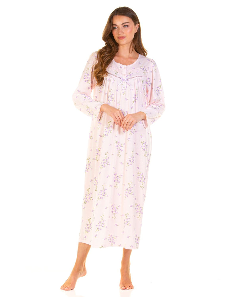 La Marquise Womens Primrose in Bloom Jersey 50" Long Sleeve Nightie