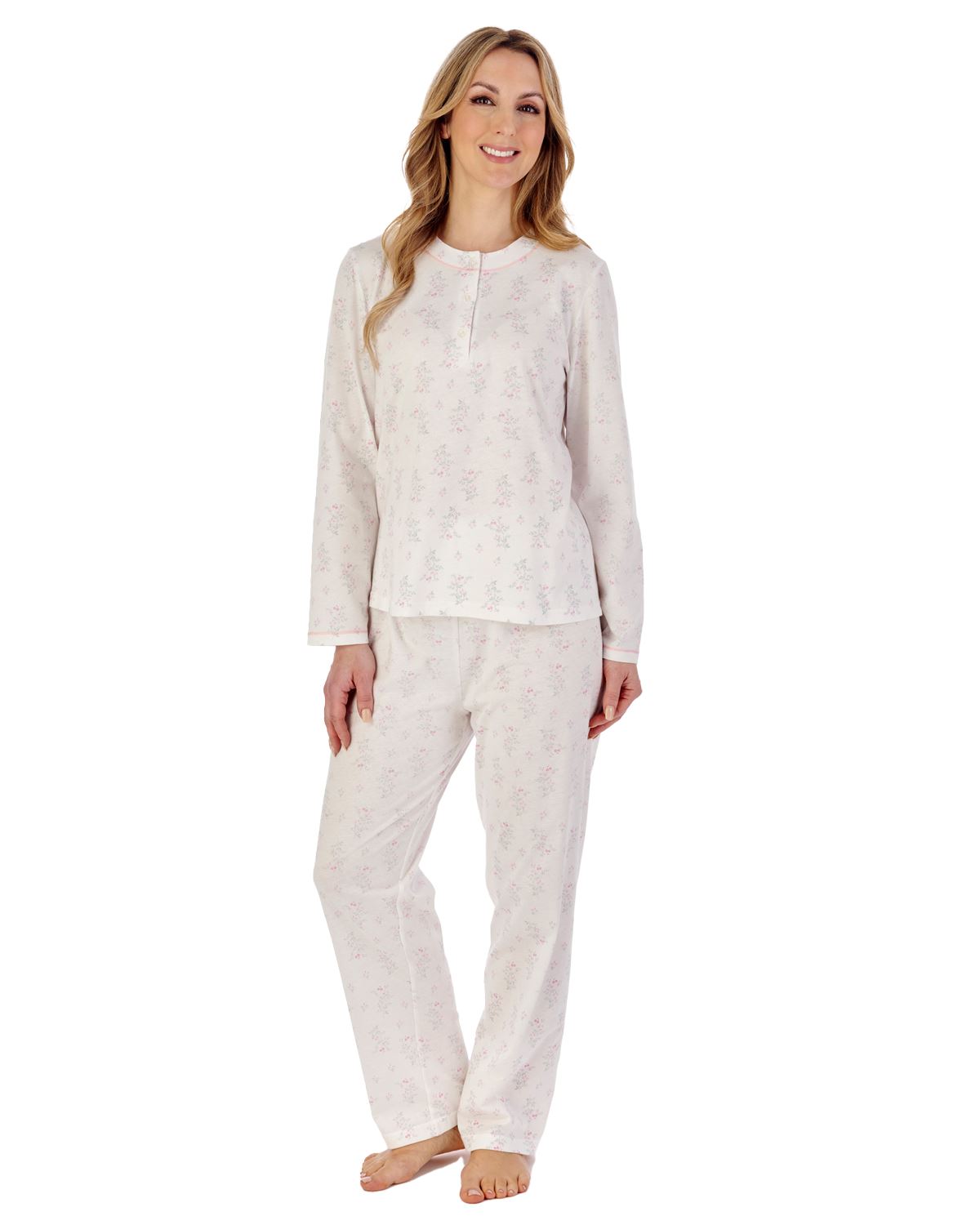 Slenderella Womens Trailing Floral Jersey Cotton Pyjamas