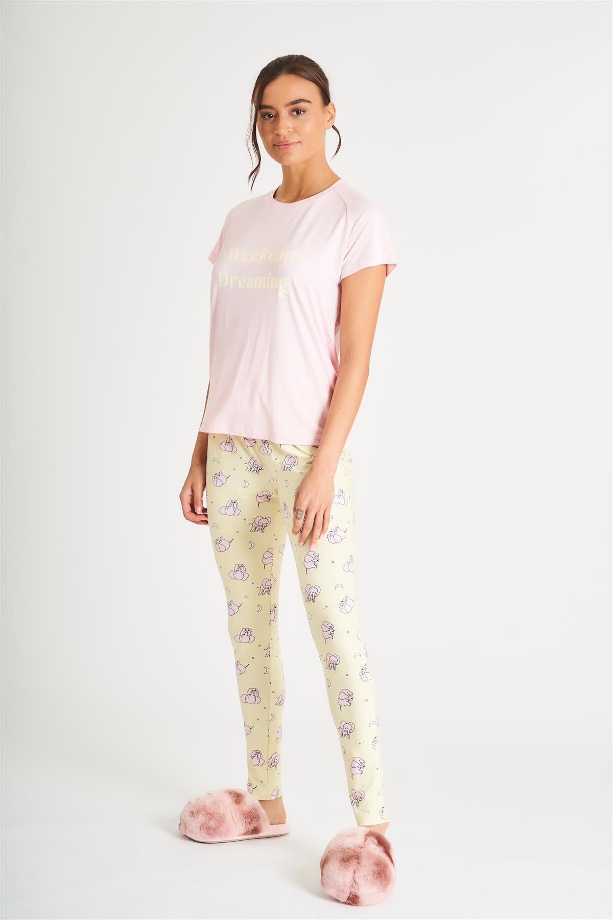 Loungeable Womens Pink Weekend Dreaming Pyjamas