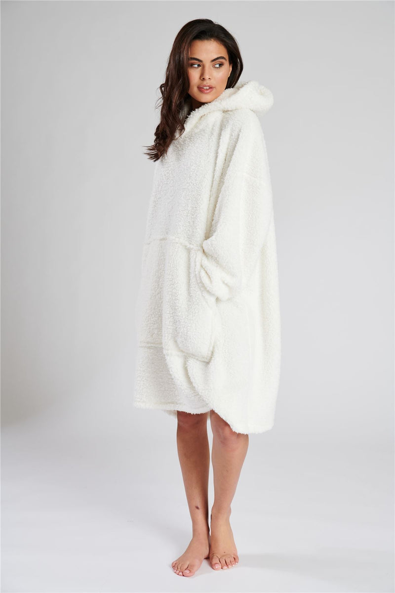 Loungeable Womens Cream Sherpa Oversized Snuggle Hoodie