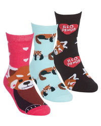 6 Pairs Girls Red Panda & Leopard Ankle Socks