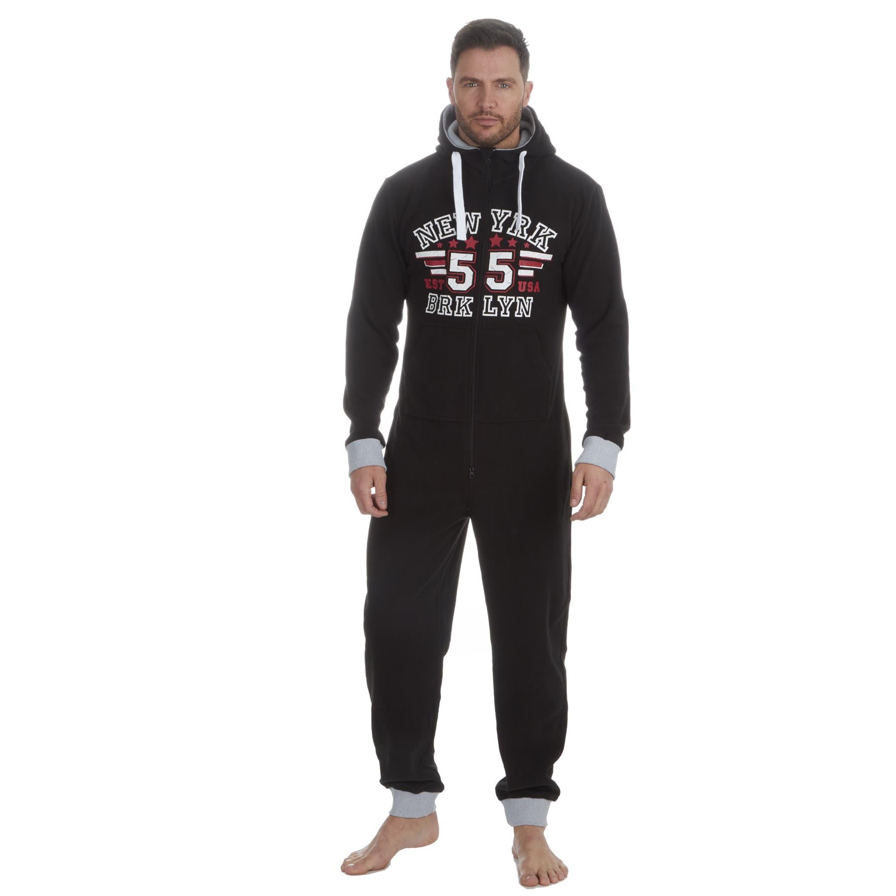 Mens Varsity Fleece Hooded Onesie