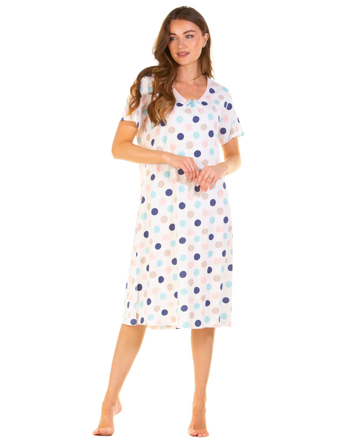 Sue Marks Womens Misty Dots Short Sleeve Nightie