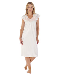 Slenderella Womens 42" Satin Cap Sleeve Nightie