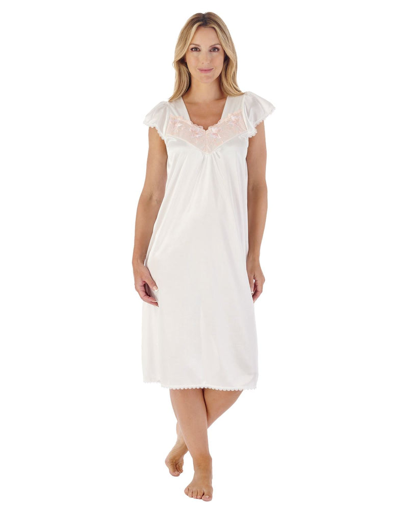 Slenderella Womens 42" Satin Cap Sleeve Nightie