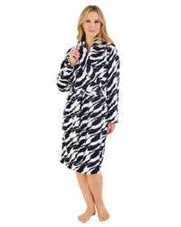 Slenderella Womens Printed Fleece Shawl Collar Dressing Gown