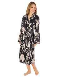 Gaspé Womens Floral Satin Kimono Robe