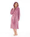 Slenderella Womens Chevron Fleece Hooded Dressing Gown