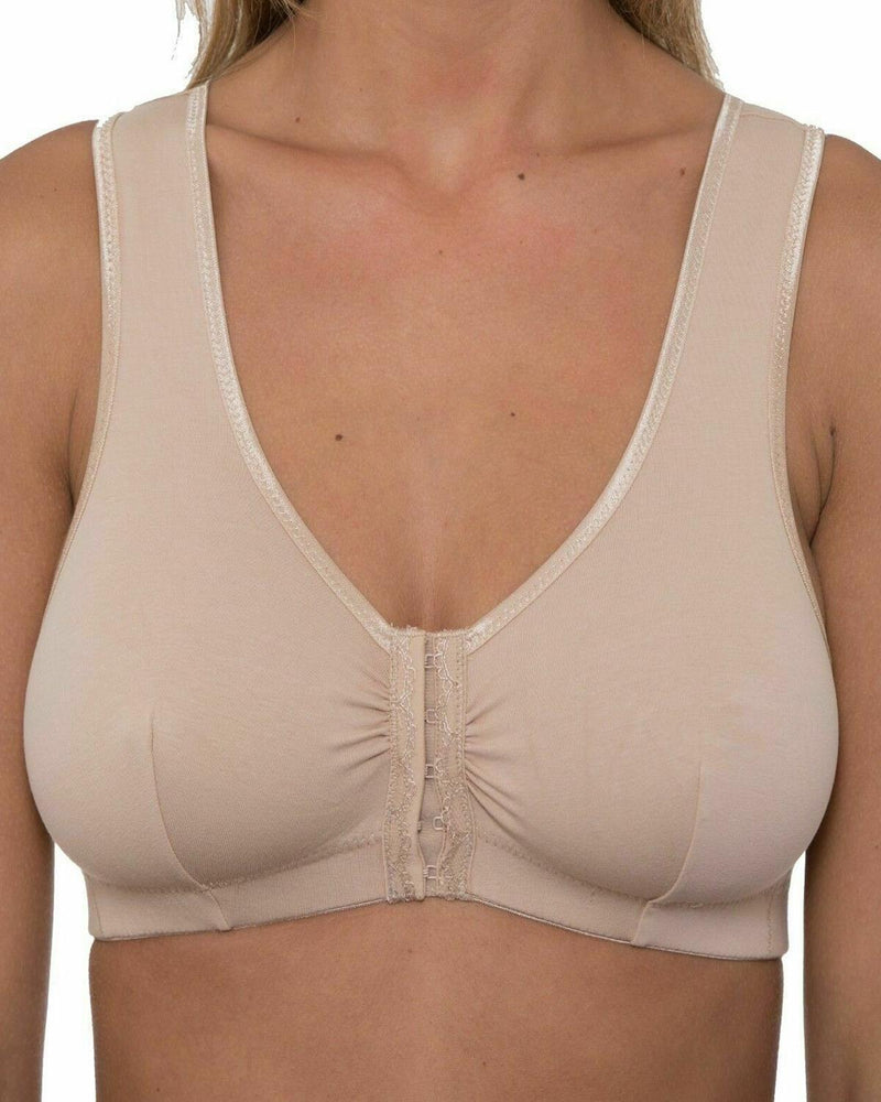 Gemm Womens Cotton Front Fastening Wireless Bra