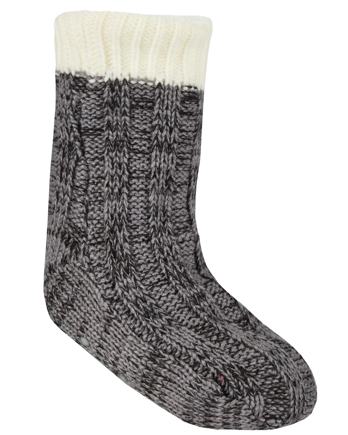 Boys Chunky Knit Sherpa Lined Slipper Socks