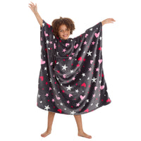 Huggable Girls Stars & Hearts Oversized Blanket Poncho