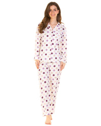 Sue Marks Womens Misty Dots Long Sleeve Button Pyjamas