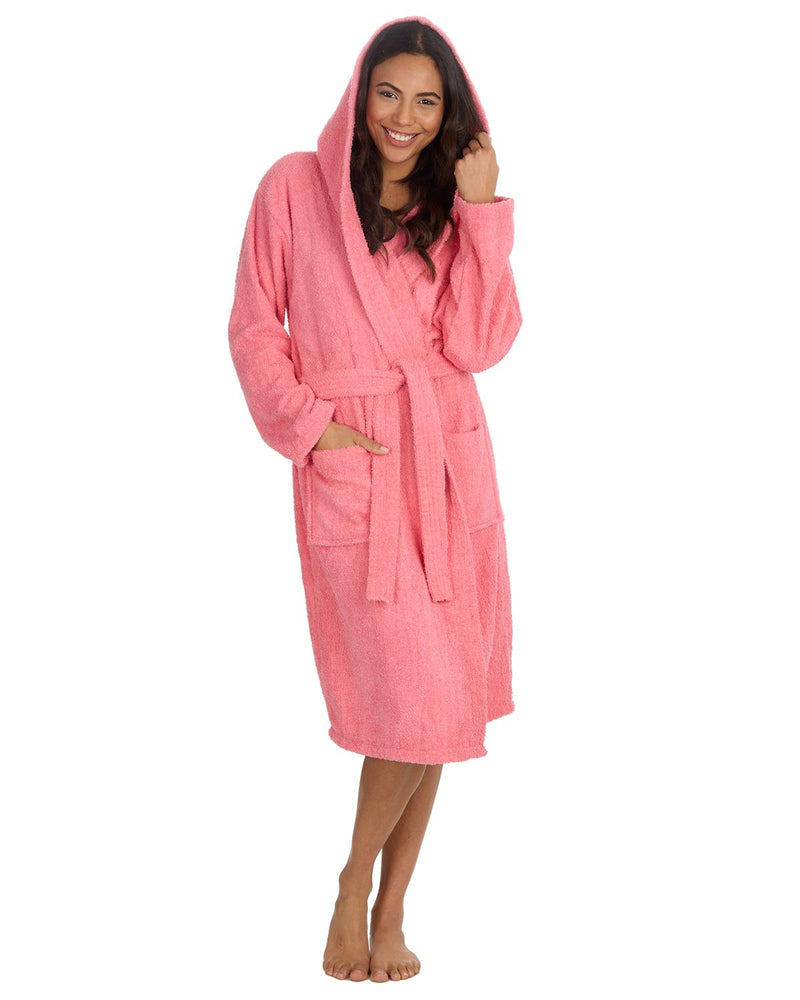 Forever Dreaming Womens Hooded Towelling Bathrobe