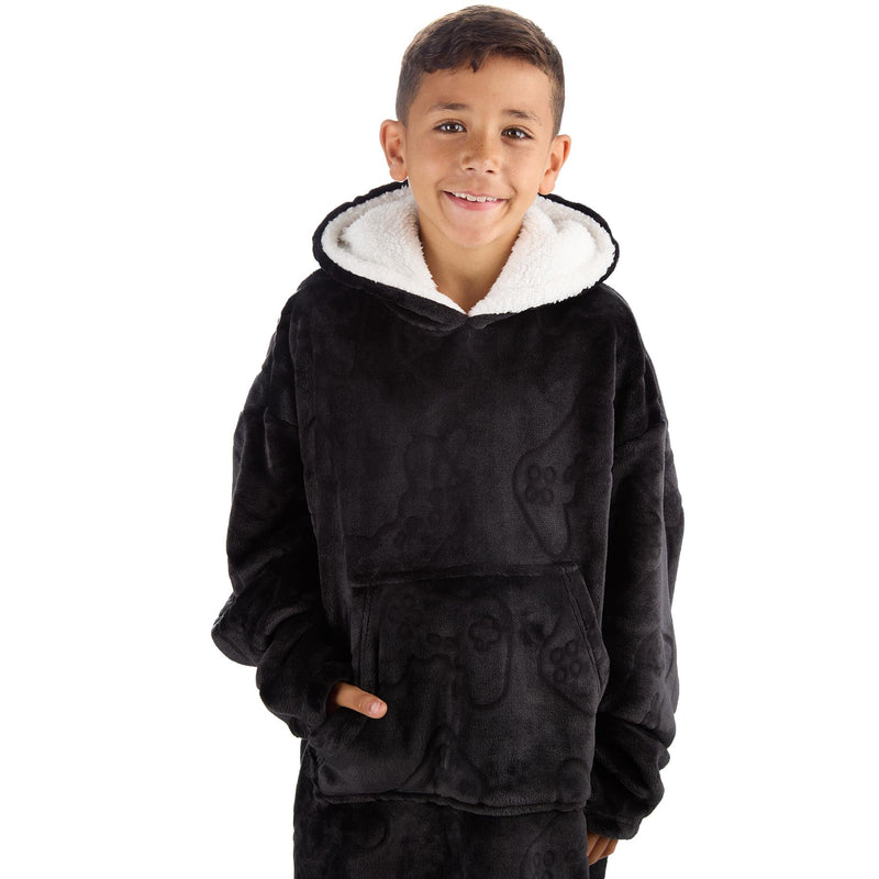 Huggable Kids Embossed Gaming Oversized Hoodie