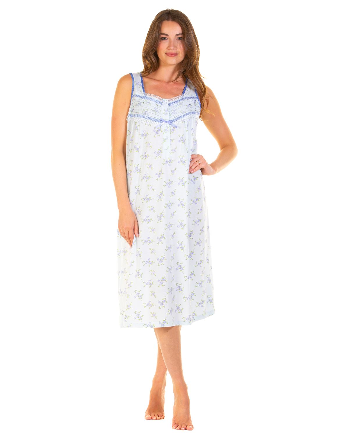 La Marquise Womens Primrose in Bloom Jersey Sleeveless Nightie