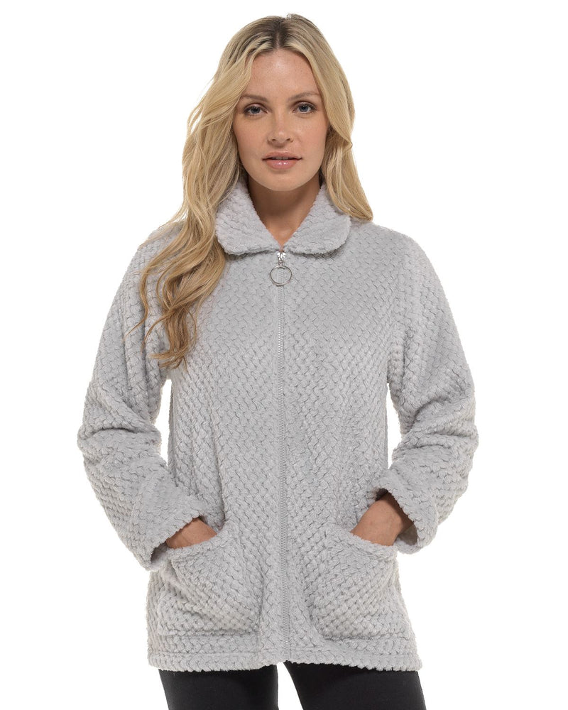 Undercover Womens Waffle Fleece Zip Bed Jacket