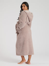 Loungeable Womens Mink Borg Maxi Dressing Gown