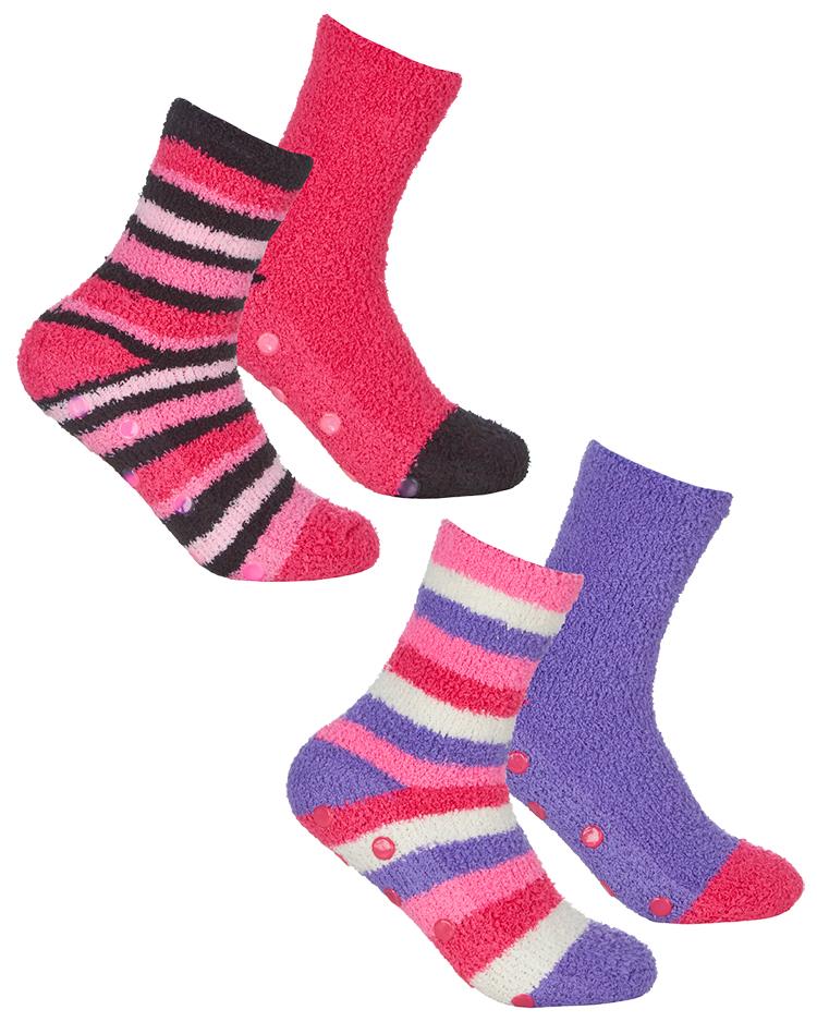 Forever Dreaming Womens 4 Pack Striped Slipper Socks