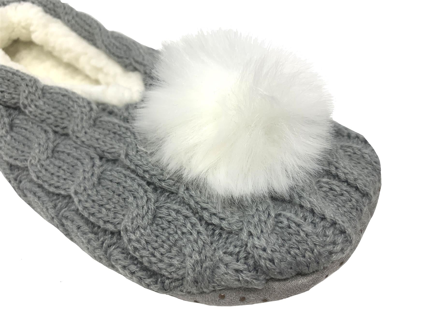 Bramble Womens Grey Knit Ballerina Slippers