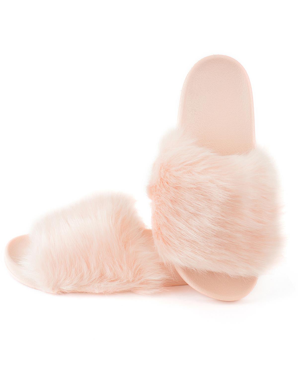 Womens Faux Fur Sliders