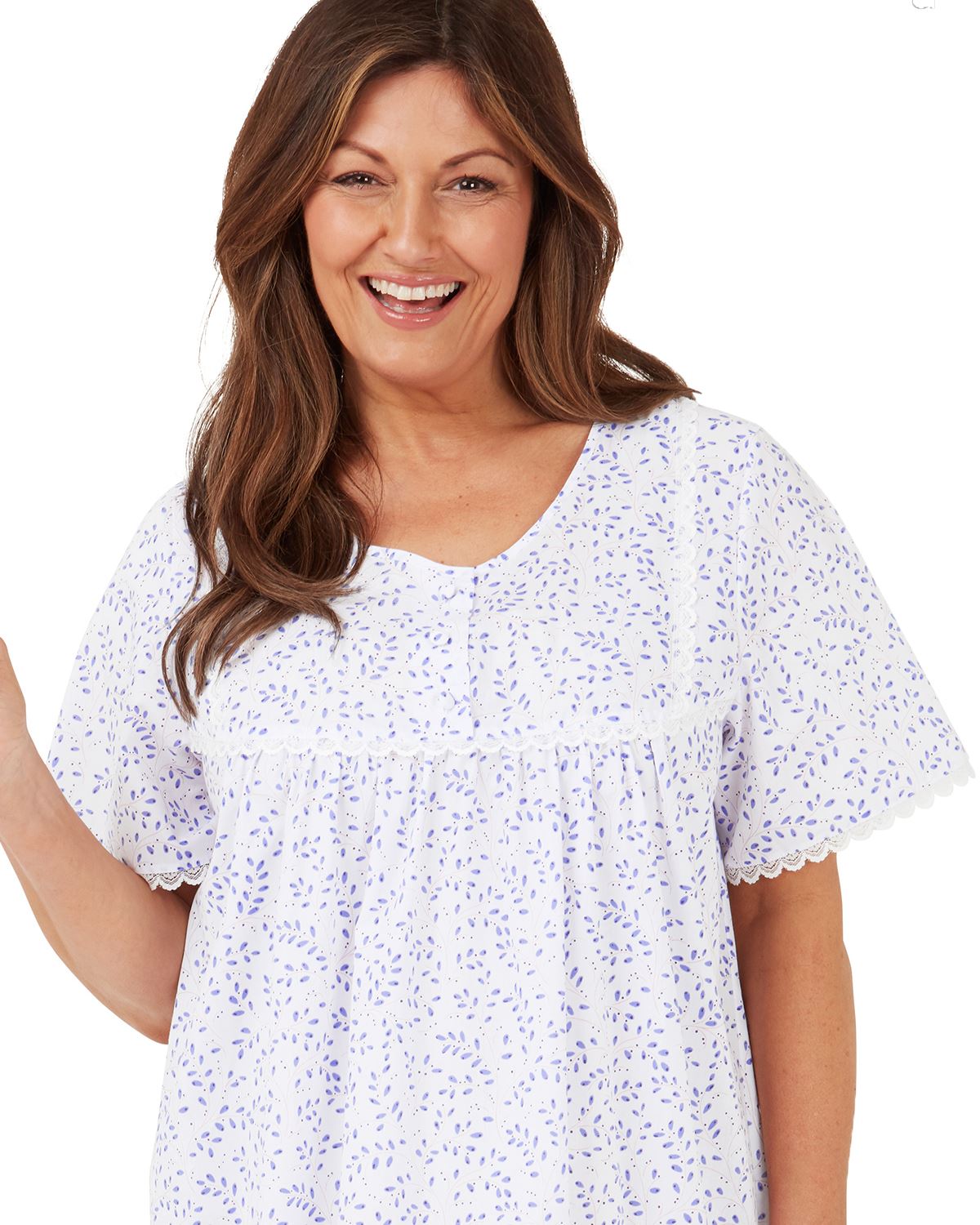 Marlon Womens Swirl Leaf Short Sleeve Nightie