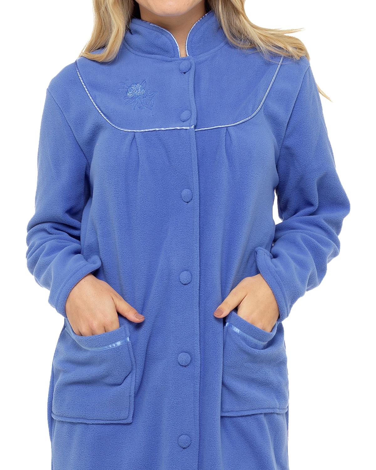 Lady Olga Womens Button Fleece Dressing Gown