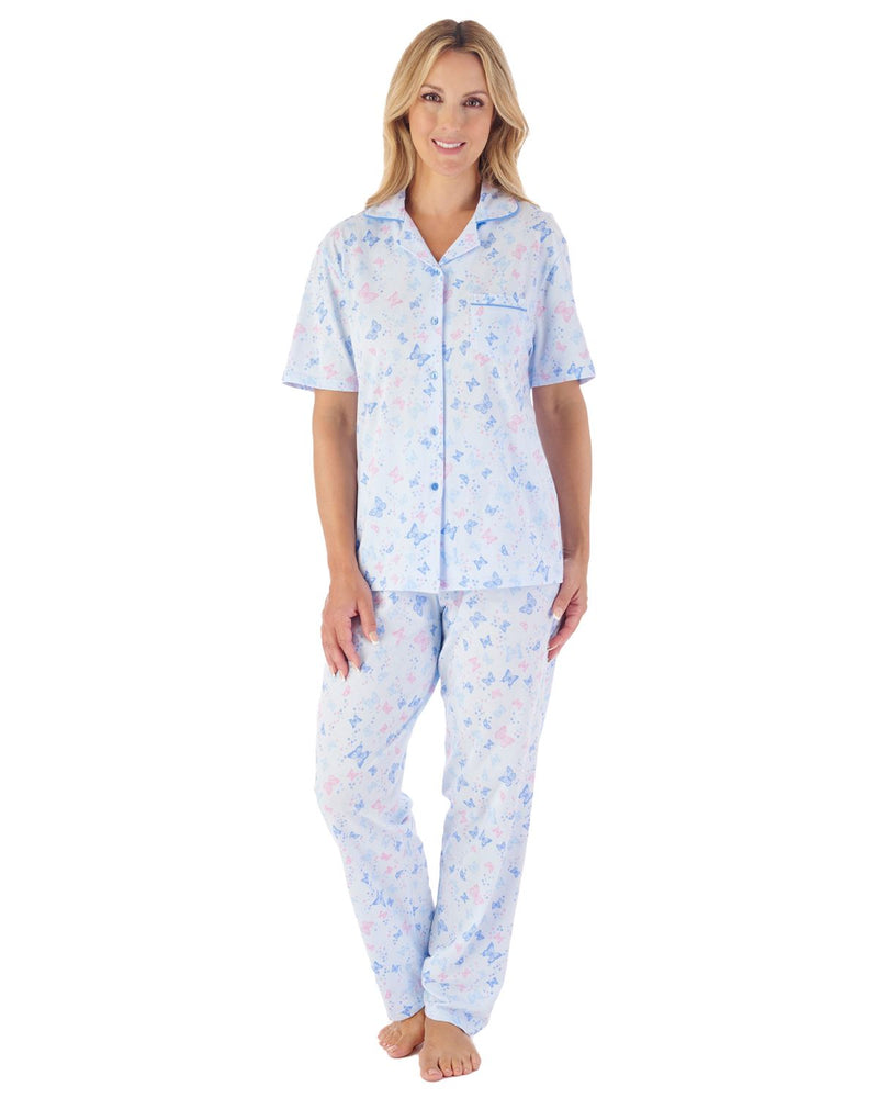 Slenderella Womens Butterfly Print Button Pyjamas