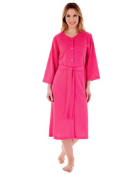 Slenderella Womens 45" Waffle Knit Button Dressing Gown