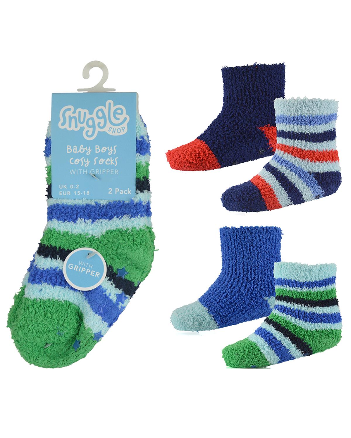 4 Pairs Baby Boys Blue Stripe Cosy Socks