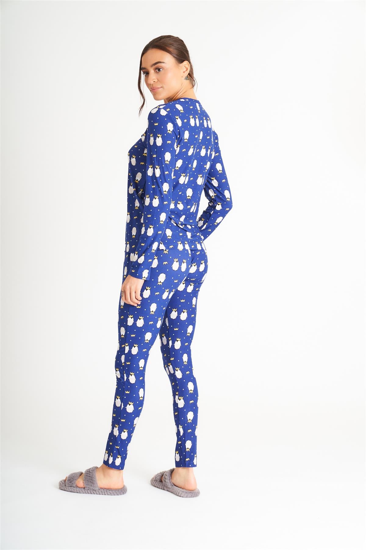 Loungeable Womens Navy Penguins Pyjamas