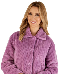 Slenderella Womens 52" Waffle Fleece Button Dressing Gown