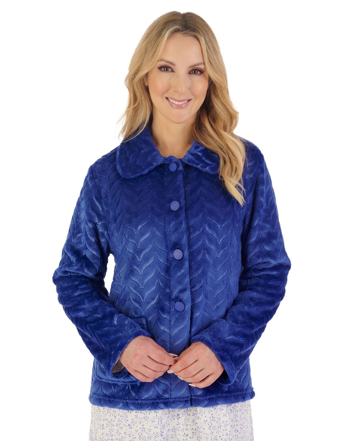 Slenderella Womens Embossed Button Bed Jacket