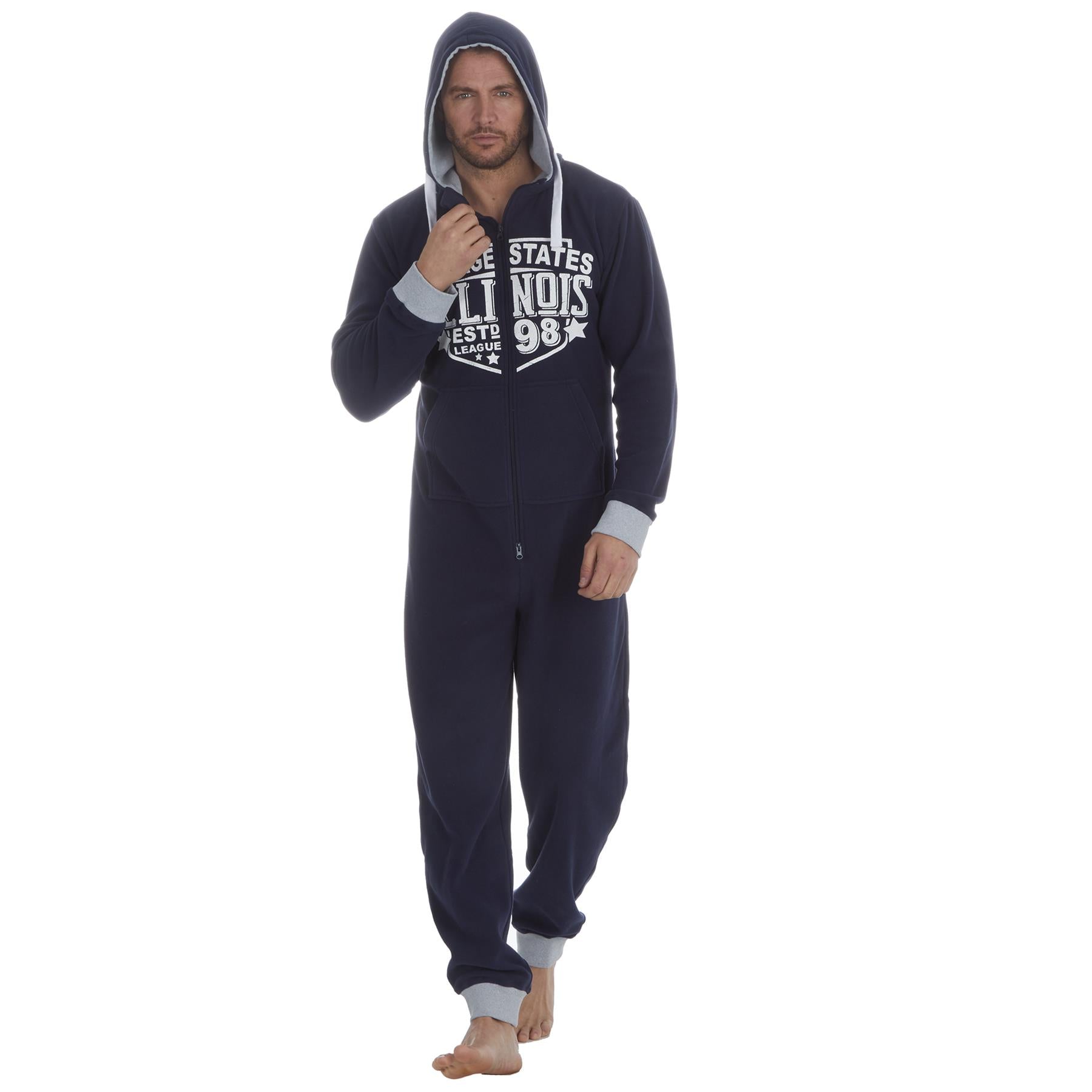 Mens Varsity Fleece Hooded Onesie