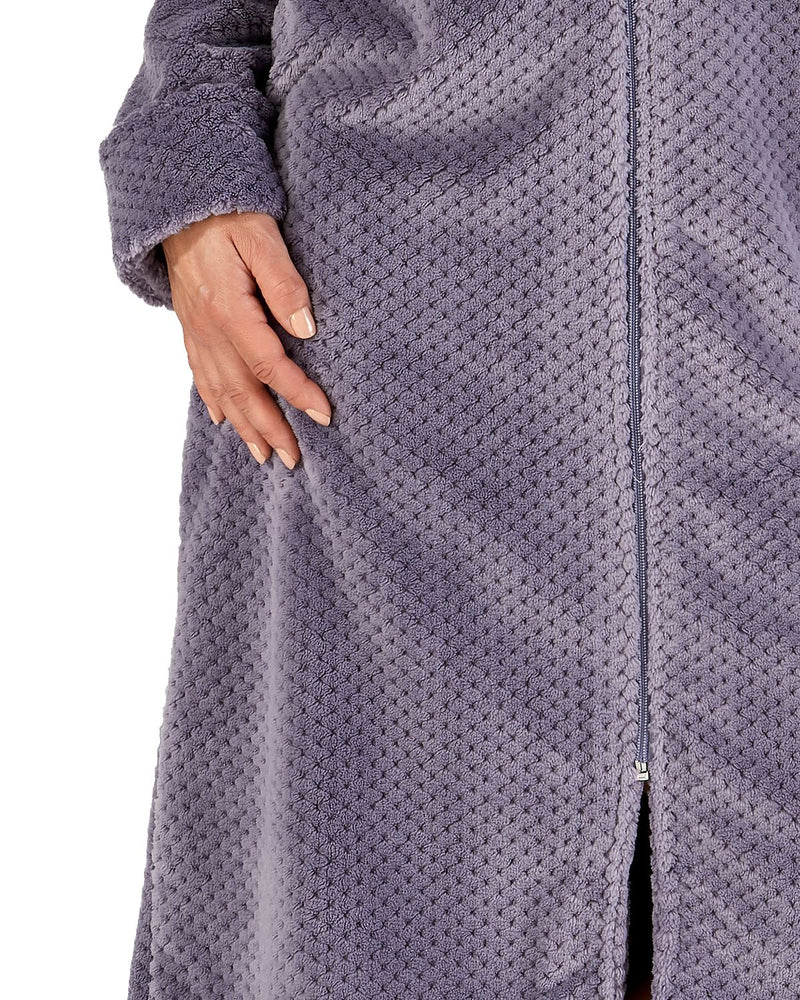 Slenderella Womens 46" Waffle Fleece Zip Dressing Gown