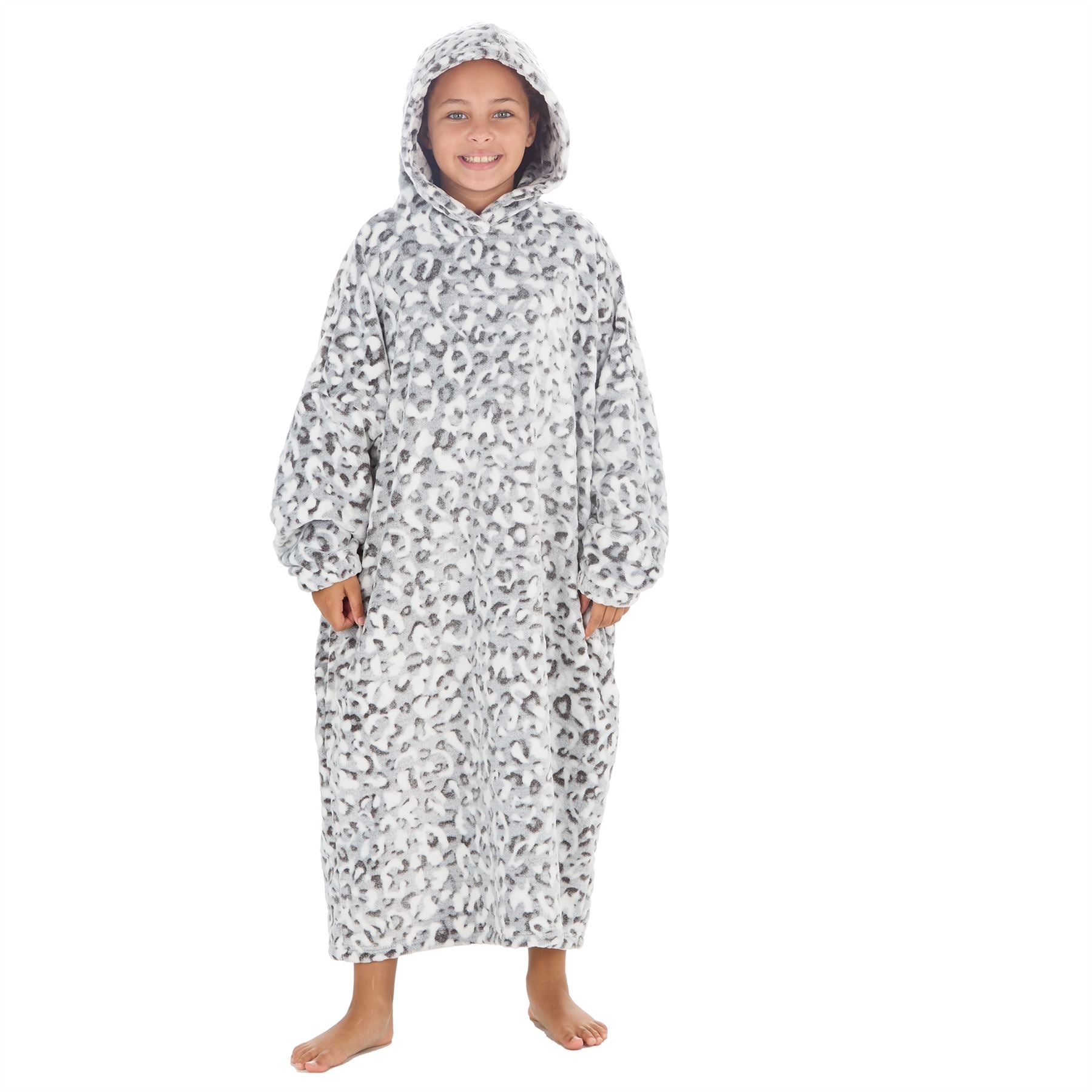 Huggable Girls Snow Leopard Oversized Poncho