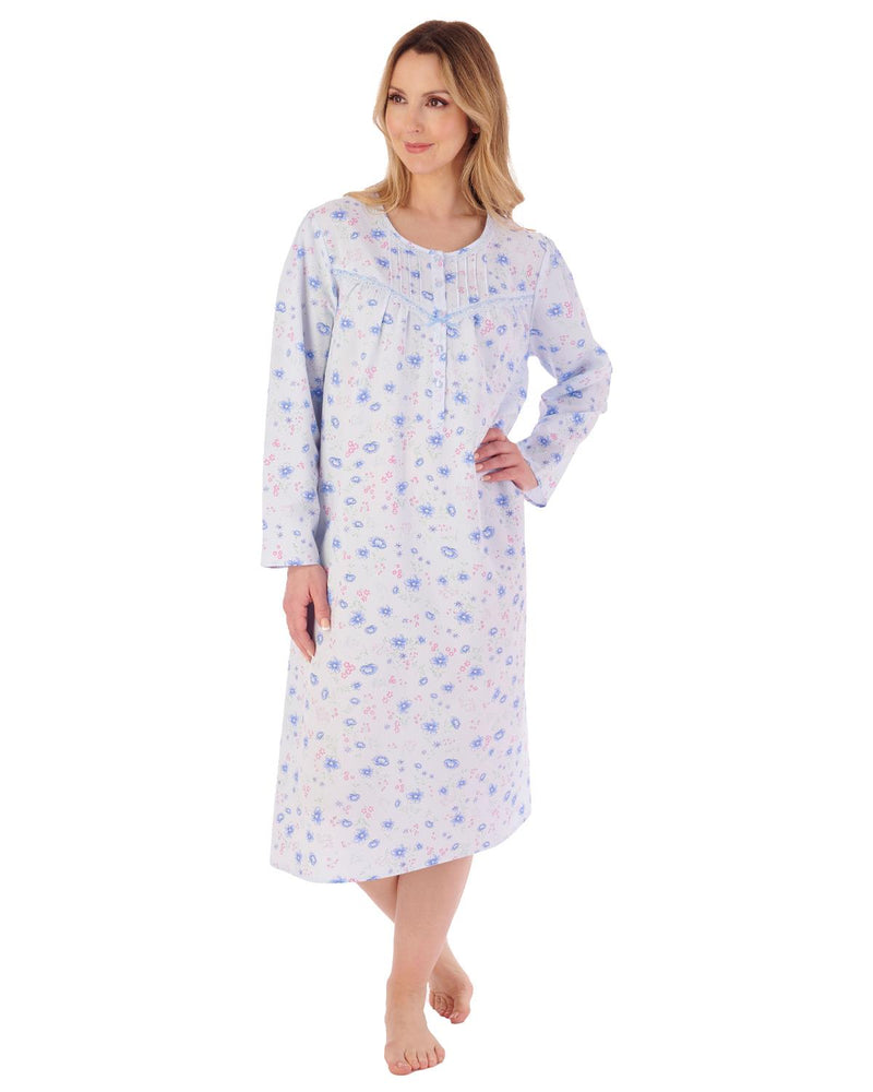 Slenderella Womens 100% Woven Cotton Long Sleeve Nightie