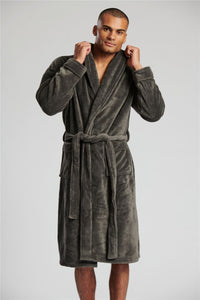 Loungeable Mens Shawl Collar Fleece Dressing Gown