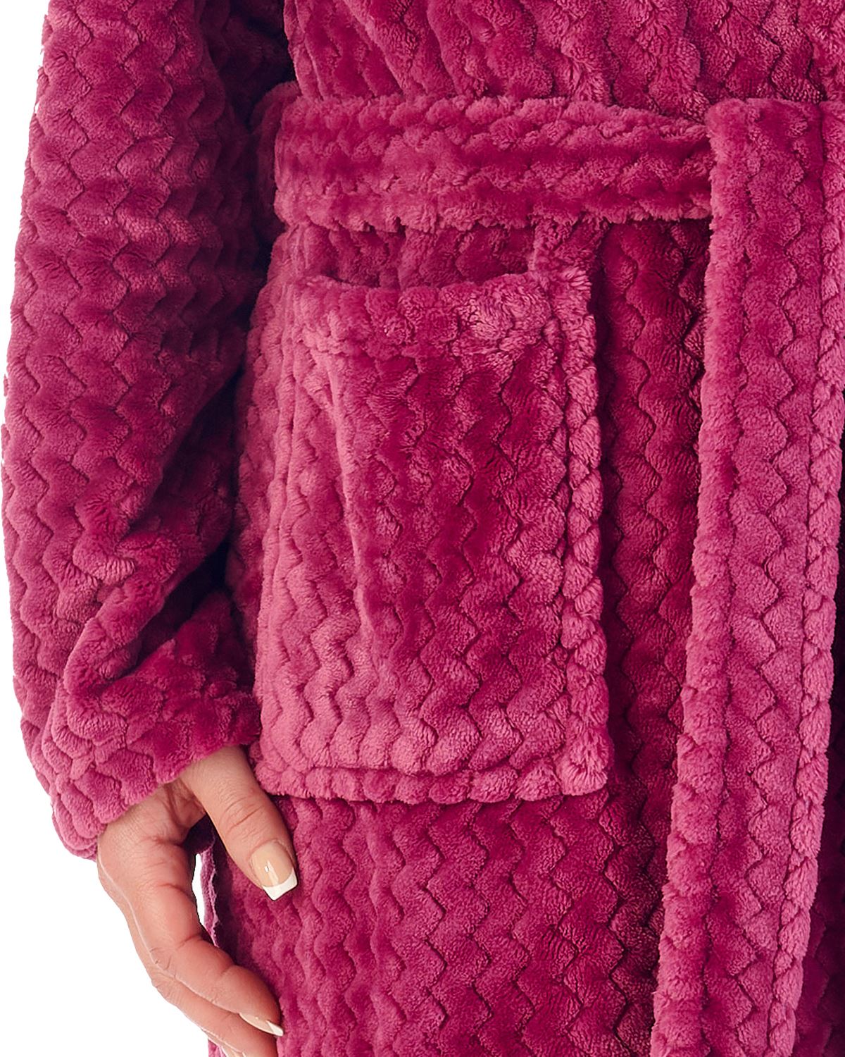 Slenderella Womens 46" Chevron Embossed Fleece Hooded Dressing Gown