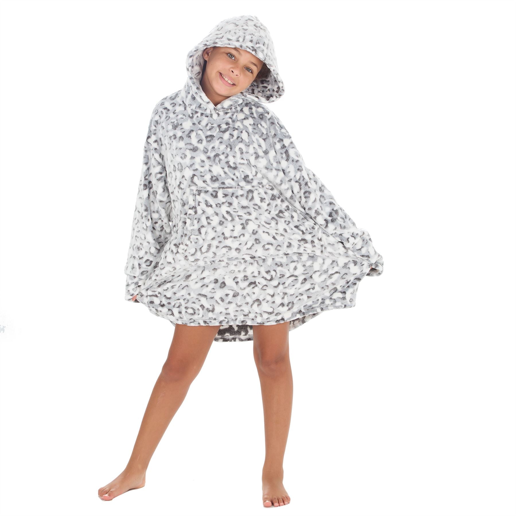 Huggable Girls Snow Leopard Snuggle Hoodie