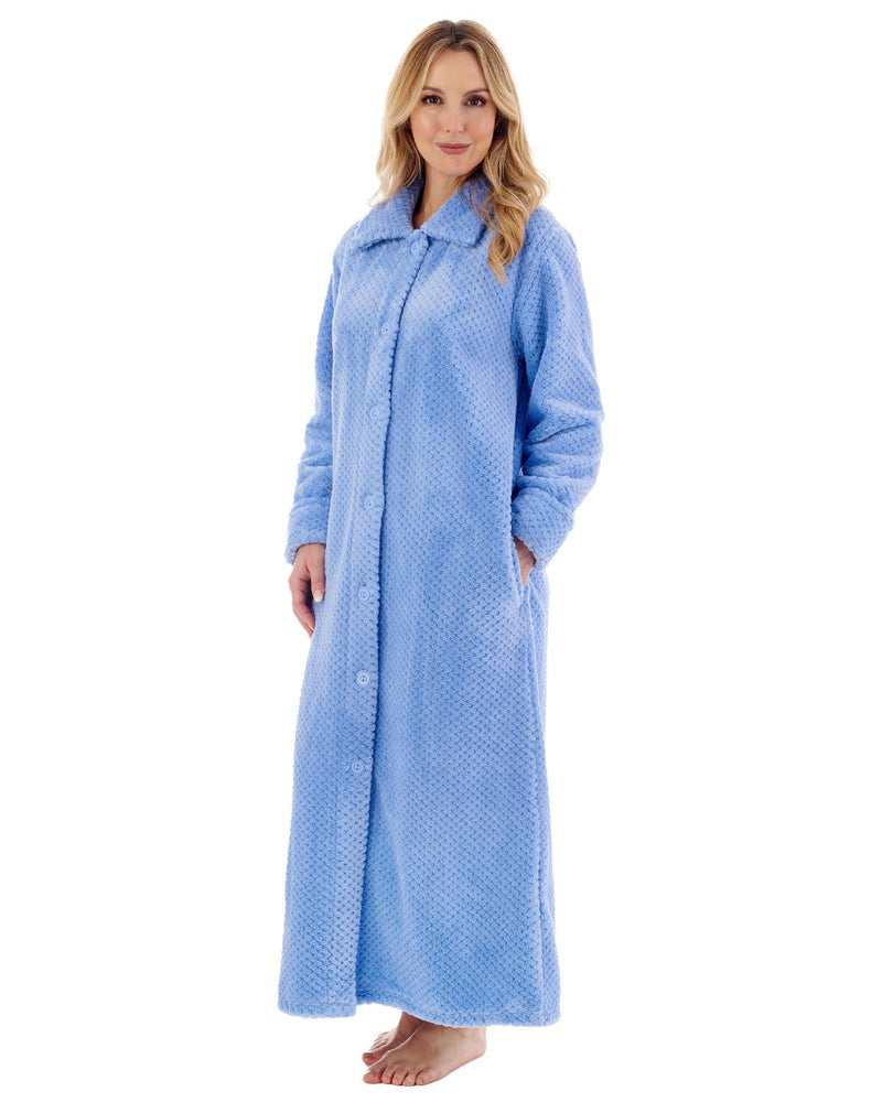 Slenderella Womens 52" Waffle Fleece Button Dressing Gown