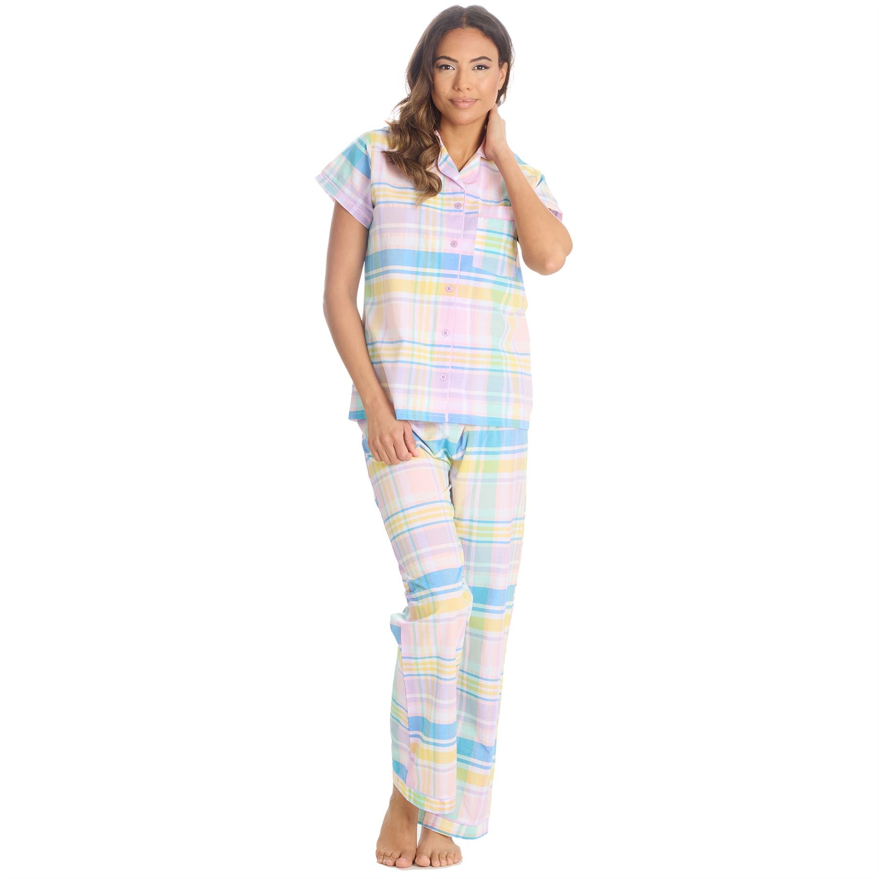 Forever Dreaming Womens Check Print Button Pyjamas