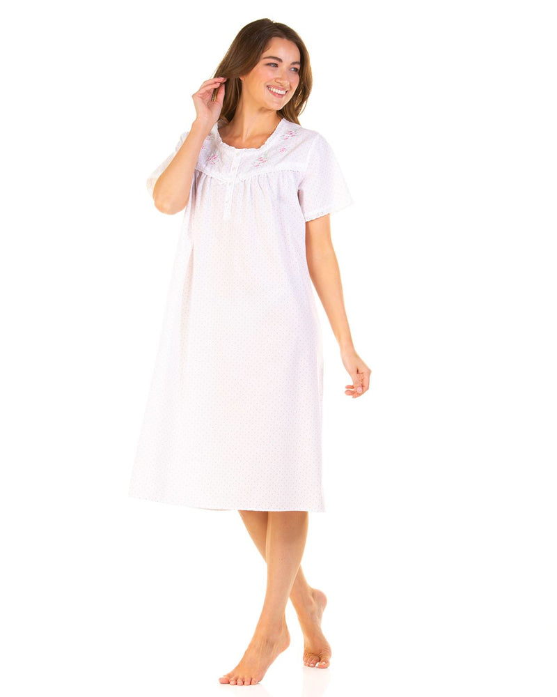 La Marquise Womens Emily Dot Short Sleeve Woven Nightdress