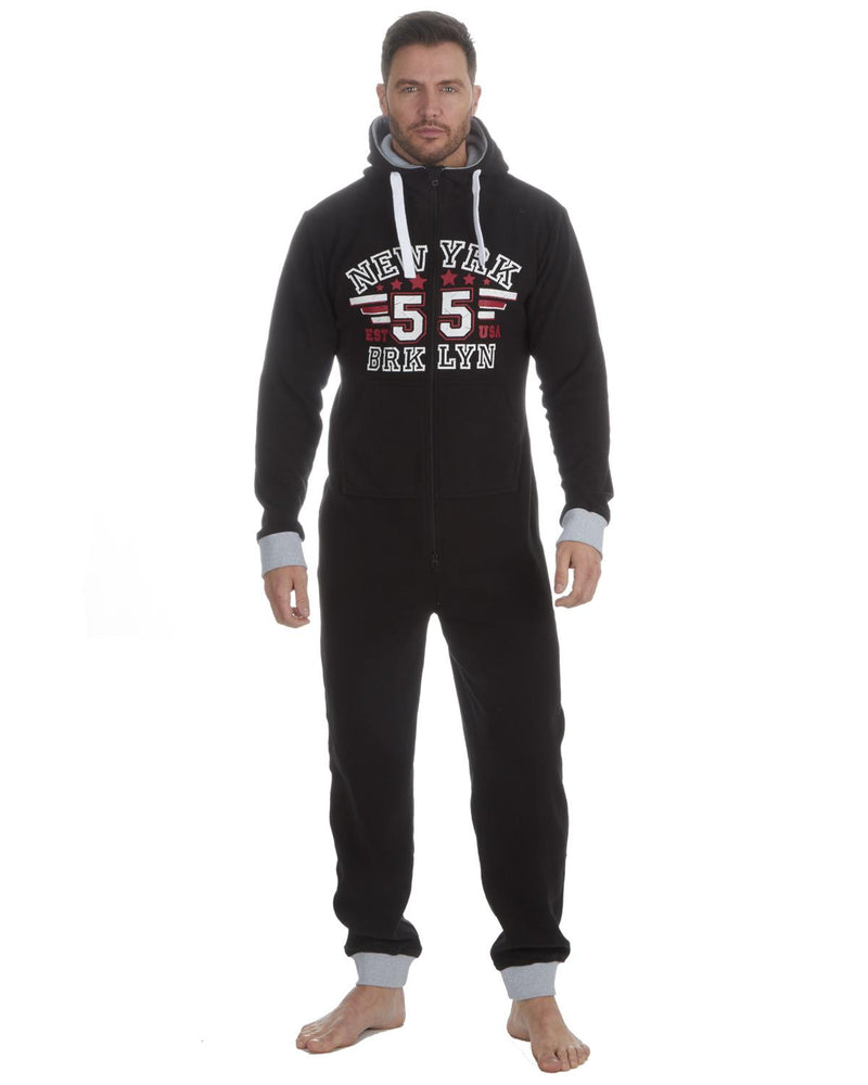 Mens Varsity Fleece Hooded Onesie