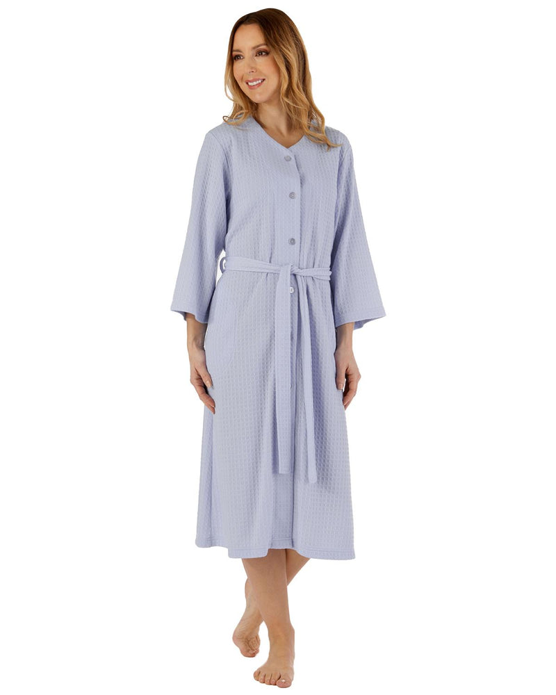 Slenderella Womens 45" Waffle Knit Button Dressing Gown