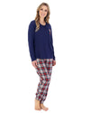 Slenderella Womens Navy & Tartan Check Pyjamas