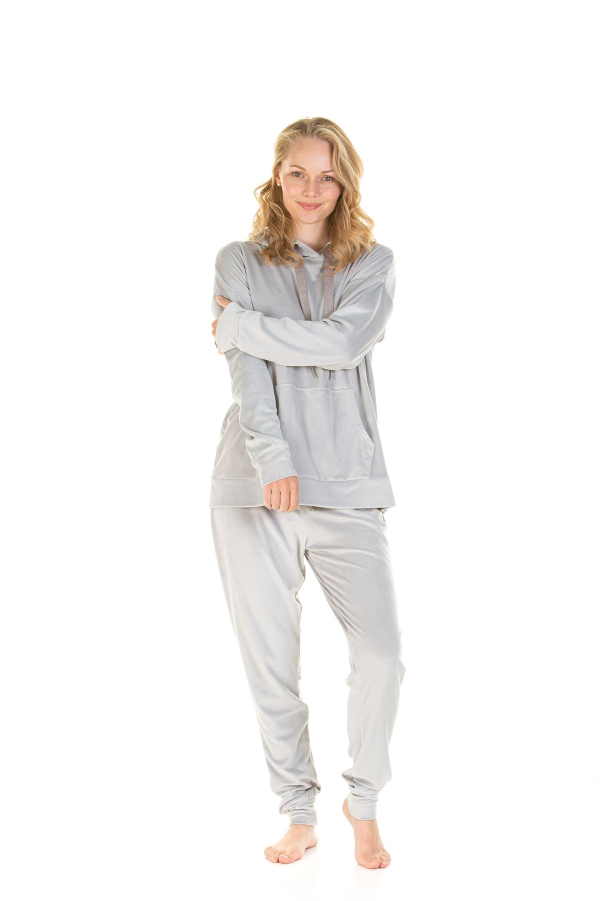 La Marquise Womens Velour Lounge Hooded Pyjamas